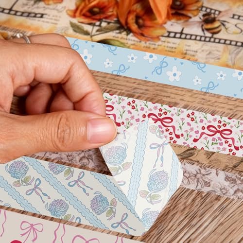 16 Rolls Vintage Washi Tape Set with Bowknot Patterns, Decorative Scrapbook Tape for Journaling Supplies, DIY Crafts and Bullet Journals - Image 4