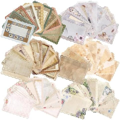 60Pcs Vintage Die-Cut Lace Edge Scrapbook Paper, DIY Junk Journal Supplies - Image 2