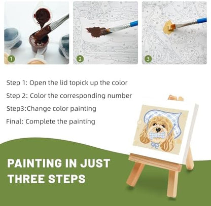 4 Pack Framed Paint by Numbers Kit for Adults Beginner with Wooden Easel, Funny Dog Easy Paint by Numbers with Frame, DIY Cute Animal Number Painting for Adults Canvas for Home Decor Gift 10x10 Inch - Image 5