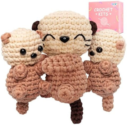 Mewaii Crochet Kit for Beginners, 3 Pack Sea Otter Craft Set by Mewaii