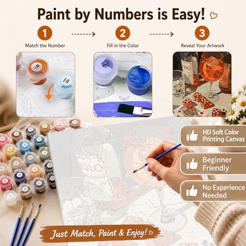 AUKELHJ Paint by Numbers Kit for Adults Beginner, Card Table, 16X20 Inch - Image 5