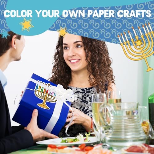 48 Pcs Rosh Hashana Crafts Color Your Own DIY Paper Star of David Menorah Dreidel Color Drawing DIY Craft Gift for Men Women Holiday Hanukkah Painting Activities Party Favor Supplies - Image 6