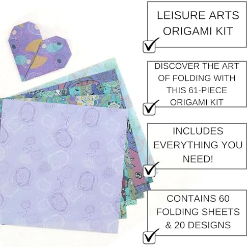 LEISURE ARTS Origami Kit, 60 Folding Sheets, 20 Designs, 61 Piece - Image 2