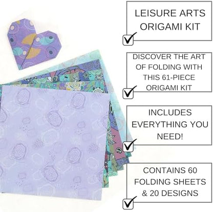 LEISURE ARTS Origami Kit, 60 Folding Sheets, 20 Designs, 61 Piece - Image 2