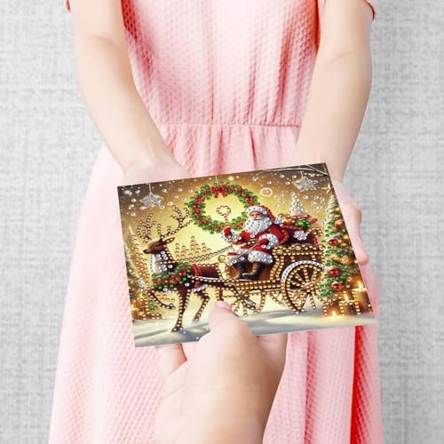 12Pcs Christmas Greeting Card DIY Diamond Art Painting Greeting Cards Blessing Folding Card Kit with White Envelopes Diamond Arts Crafts for Birthday Festival Gift-03 - Image 5