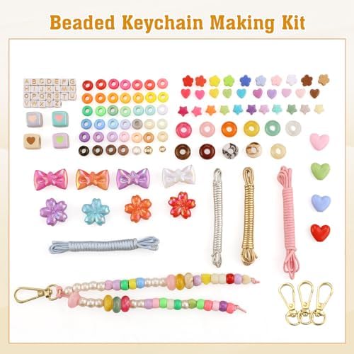 BESARME Beaded Keychain Making Kit, 372 Pcs, Colorful Alphabet Beads - Image 6