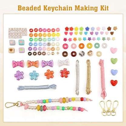 BESARME Beaded Keychain Making Kit, 372 Pcs, Colorful Alphabet Beads - Image 6