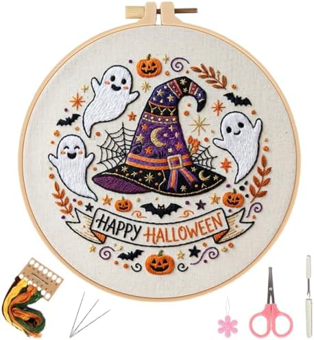 Herdiese Halloween Embroidery Kit for Adults Beginners with Hoop by Unknown