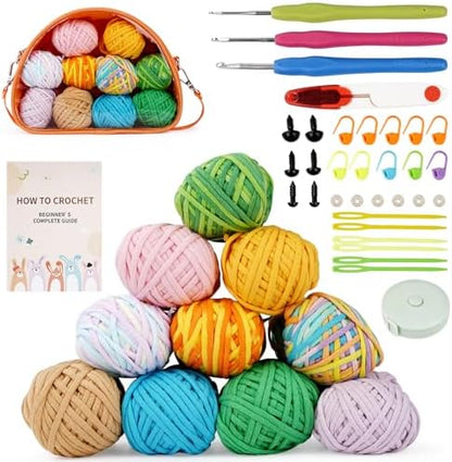 Wadukud 36 PCS Crochet Kit for Beginners Adults Kids - First Crochet Set Include 10 Colors Super Soft Cotton Yarn for Crocheting, Crochet Hooks, Instruction, Bag, Crochet Accessories and Supplies by Unknown