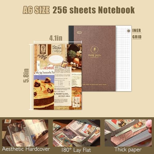 Scrapbooking Supplies Kit, A6 Grid Notebook, Vintage Junk Journaling Kit - Image 4