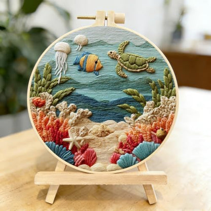 LYMIGER 3 Packs Embroidery Kit for Adults, Embroidery for Beginners (Sea) - Image 4