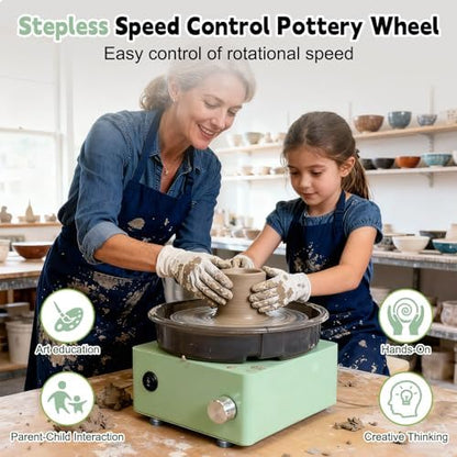 Olenyer Pottery Wheel for Kids: 6" Turntable 2-Way Rotation Mini Pottery Wheel, Removable Tray, Metal Frame, Christmas Gifts Pottery Kit for Beginners Teens Adults - Image 2