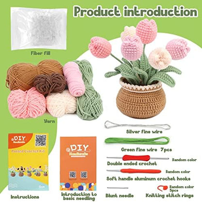 kgxulr Crochet Kit, Tulip Crochet Kit for Beginners, Knitting Kit - Image 2