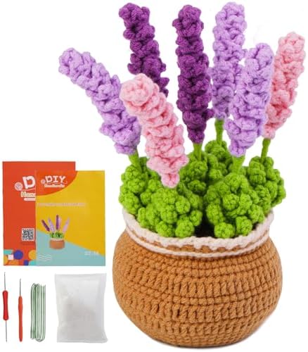 kgxulr Crochet Kit, Crochet Kit for Beginners Flowers, Purple Lavender by kgxulr