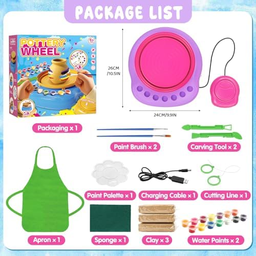 Weilim Pottery Wheel for Kids Beginners, Air-Dry Clay & Paint Kit Ages 6-12 - Image 2