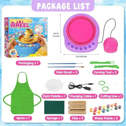 Weilim Pottery Wheel for Kids Beginners, Air-Dry Clay & Paint Kit Ages 6-12 - Image 2