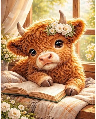 Highland Cow Paint by Numbers Kit for Adults, Oil Painting Canvas 16x20inch by Unknown