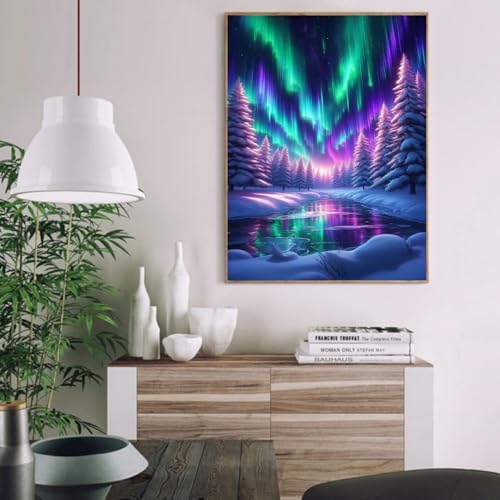 TCDZMYGS Aurora Paint by Numbers Kit for Adults Beginner,Landscape Adult Paint by Number Kits on Canvas Without Frame,DIY Acrylic Oil Painting by Numbers Kits for Home Wall Decor 12x16 inch - Image 2