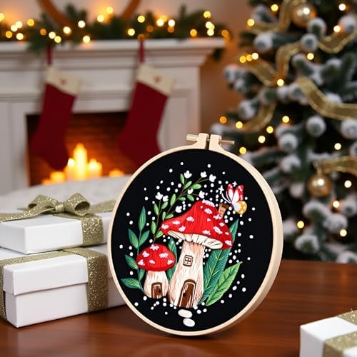 Haootadiy Beginner Embroidery Kit for Adults, Easy Cross Stitch Kit for Beginners and Adults, Full Embroidery Hoop Kit with Needles and Thread Included (Pattern 8) - Image 3
