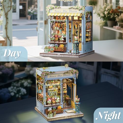 Book Nook Kit, DIY Miniature House Kits for Adult and Teens, Dollhouse Tiny Booknook Garden House Bookshelf, DIY Craft Gifts for Family and Friends (Anna's Blue Blossom) - Image 6