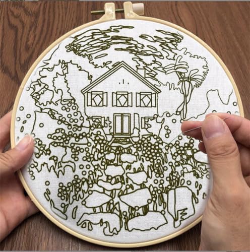 Meecaa XXXX Embroidery Kit Starter Set, Hand Embroidery Set,Pattern Printed Cross Stitch Set for Beginner Adults, with Embroidery Hoop and Instructions (Peacock) - Image 3