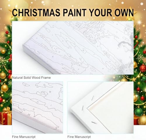 LWZAYS 6 Pack Christmas Paint by Numbers Kit for Adults with Frame, Easy Paint by Number for Adults Beginner with Wooden Easel, DIY Painting by Numbers Canvas Framed for Home Decor 8 x 8 Inch - Image 6
