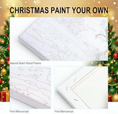 LWZAYS 6 Pack Christmas Paint by Numbers Kit for Adults with Frame, Easy Paint by Number for Adults Beginner with Wooden Easel, DIY Painting by Numbers Canvas Framed for Home Decor 8 x 8 Inch - Image 6