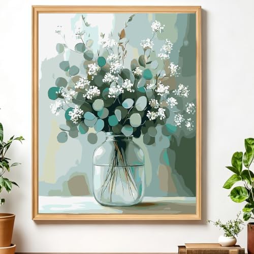 AIRDEA Flowers Paint by Numbers for Adults Beginner,Myosotis Alpestris Painting by Number Kits on Canvas,Frameless,16x20in DIY Acrylic Painting,Home Wall Decor by AIRDEA