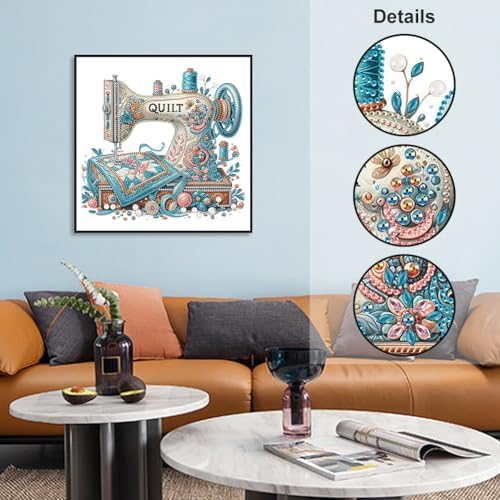 WSLWXSHM 5D Special Shape Diamond Art Kits for Beginners, Diamond Painting Kits for Adults Sewing Machine, Crystal Rhinestones Diamond Painting for Home Wall Decoration Gift 12×12inch/30×30cm - Image 3