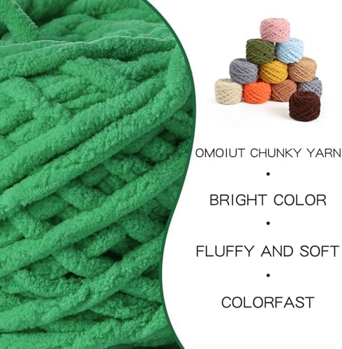 3 Pack Plush Chenille Chunky Yarn 100g (49.2yd) - Fluffy Velvet for Blanket Knitting and Crocheting - Baby Soft Amigurumi (Greener) - Image 2