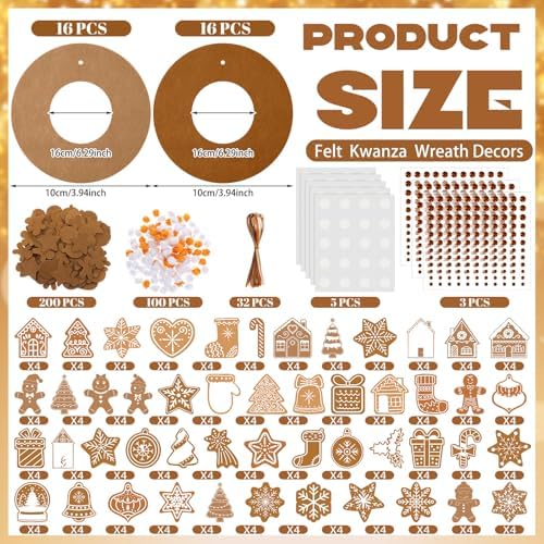 472 Pcs DIY Christmas Craft Kits Xmas Tree Wreath Craft Gingerbread Men Bell Snowflakes Wreath Arts Christmas Hanging Ornaments with Gingerbread Houses Gift Boxes Sticker for Xmas Indoor Outdoor Decor - Image 3