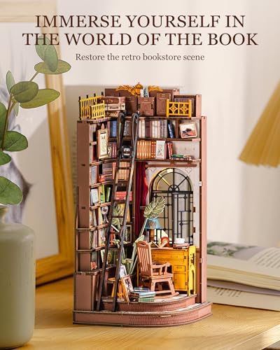 Rolife DIY Book Nook Kit Silent Corner Study, 3D Puzzles Creative British Bookend Bookshelf Decor for Adults, Tiny House Miniature Kits Model Building Kits, DIY Crafts/Gifts for Teens & Book Lovers - Image 4