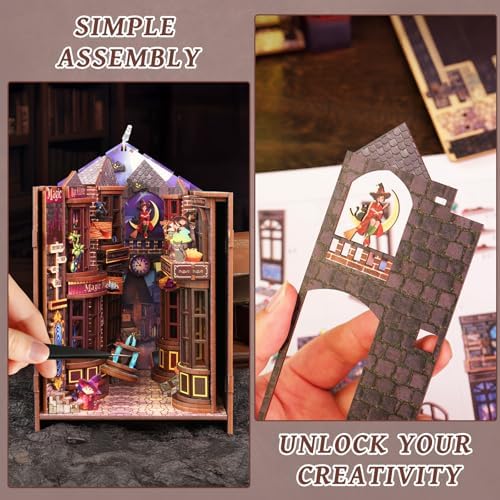 DIY Book Nook Kit, 3D Wooden Puzzle Miniature House Kit Adult, Magic Alley - Image 5