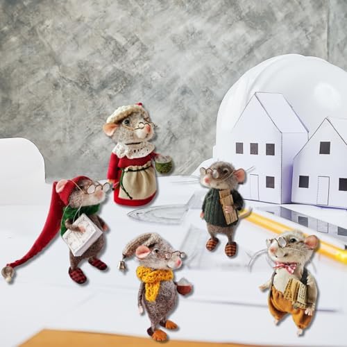 Cute Needle Felted Mouse, 2025 New Needle Felted Christmas Mouse Doll Decorations, Mini DIY Handmade Christmas Needle Felted Mouse Desktop Statue (C) - Image 5