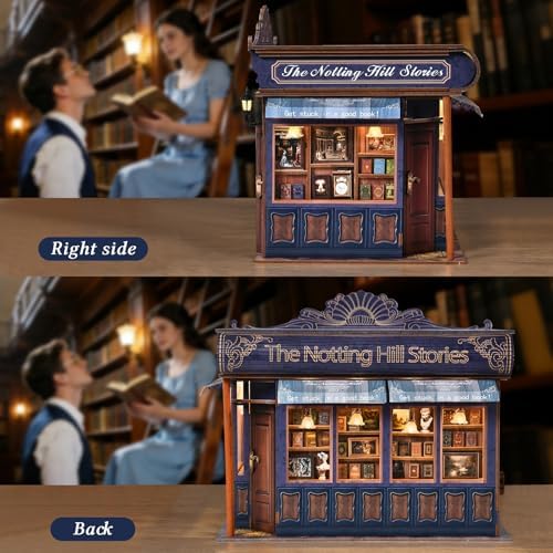 DIY Miniature House Kit, Dollhouse Fantastic Book Store for Adults to Build, Birthday/Christmas Day Gift for Family and Friends, Prefab Tiny Home with LED Lights,The Notting Hill Stories - Image 6