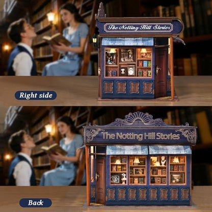 DIY Miniature House Kit, Dollhouse Fantastic Book Store for Adults to Build, Birthday/Christmas Day Gift for Family and Friends, Prefab Tiny Home with LED Lights,The Notting Hill Stories - Image 6