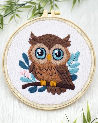 ERKOON Punch Needle Kit for Beginners Adults, DIY Easy Animal Embroidery Set for Starter Art Craft, Needling Punch Project with Patterns, Tools, Yarns, Hoop, Instruction (Owl) - Image 4