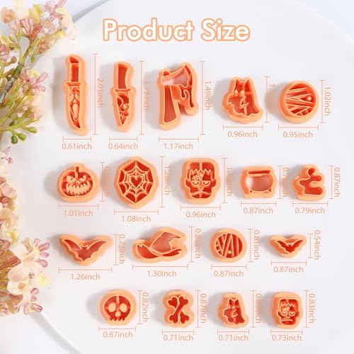 Puocaon Halloween Polymer Clay Cutters - 18 Pcs Horror Ghost Bat Halloween Clay Cutters for Polymer Earrings Jewelry Making Thriller Movie Design - Image 3