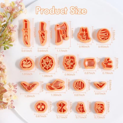 Puocaon Halloween Polymer Clay Cutters - 18 Pcs Horror Ghost Bat Halloween Clay Cutters for Polymer Earrings Jewelry Making Thriller Movie Design - Image 3