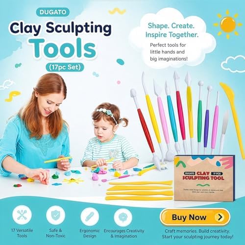 DUGATO Clay Sculpting Tools, 17 pc Double-Sided Modeling Set - Image 6