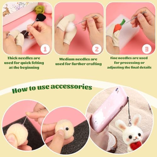 ZXIIXZ 100g Needle Felting Wool Felting Kit with Needles Wool Roving - Image 5
