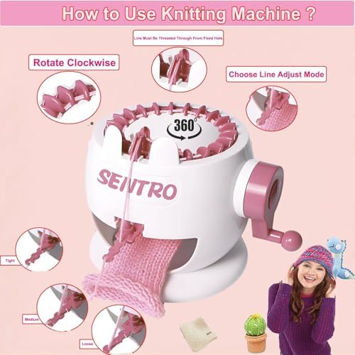 PKHOUHYI Sentro 22 Knitting Machine, Sentro 22 Needles Knitting Machine Automatic Circular Weaving Spinning Knitting Loom Machine Kit for Adults and Beginners for Scarf/Hats/Sweater/Kintting Toys - Image 3