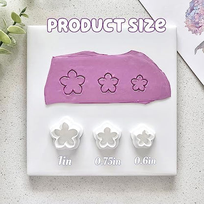 meeeyya Flower Petal Clay Cutters - Flower Polymer Clay Cutters for Earrings Making, 3pcs Cutters with 1pcs Petal Press Polymer Clay Mold for Jewelry Making - Image 4