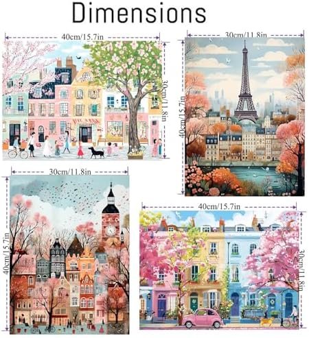 Clendo 4 Packs City Scene Paint by Numbers Kits for Adults, DIY Paris Street Adult Paint by Number Kits on Canvas, Easy Acrylic Painting Kits for Home Decor 12x16 Inch(Without Frame) - Image 2