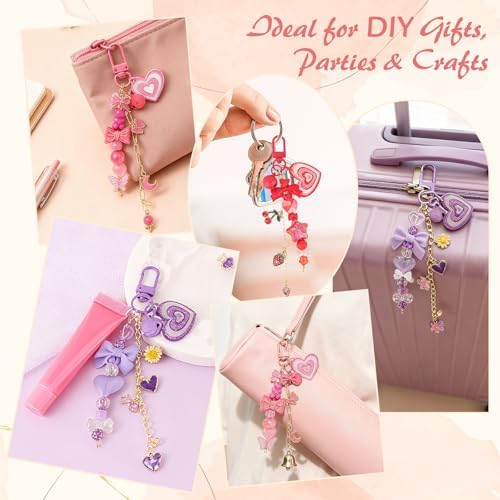 Ecoofor 458 Pcs Keychain Making Kit — Includes 19 Keychain Clips, 25 Extender Chains, 80 Charms, Beading Accessories, Jewelry Pliers — DIY Bag Charms & Jewelry Craft Kit Supplies - Image 6