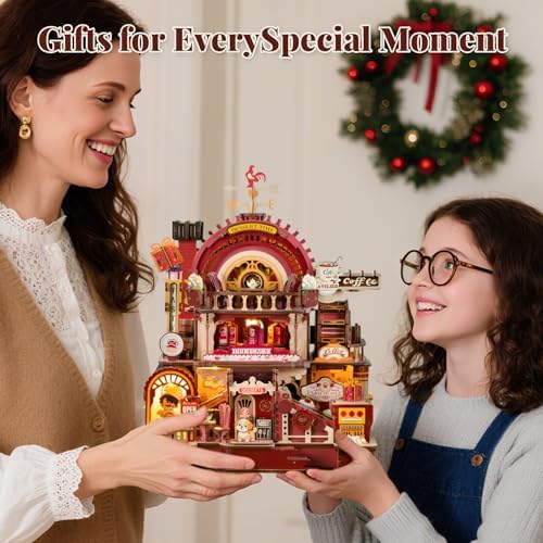 DIY 3D Wooden Puzzles for Adults,Dessert Atelier Electrically Powered – Movable Dessert & Coffee Lines Dollhouse Kit with LED Arts and Crafts for Home Decor Creative Gift for Boys Girls - Image 6