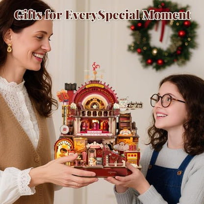 DIY 3D Wooden Puzzles for Adults,Dessert Atelier Electrically Powered – Movable Dessert & Coffee Lines Dollhouse Kit with LED Arts and Crafts for Home Decor Creative Gift for Boys Girls - Image 6