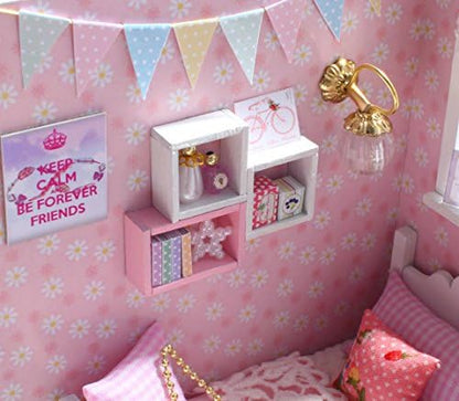 DIY Miniature Dollhouse Kits - Wooden Mini Model House with LED Lights, Tiny Furniture & Accessories – Craft Building Kits for Teens & Adults -Sunshine Princess - Image 4