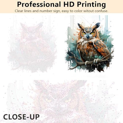 TUMOVO Framed Paint by Numbers for Adults Owl, Animal Paint by Numbers Kit for Adults Beginner, Acrylic Paint by Numbers Kits on Canvas, DIY Oil Hand Painting Drawing for Home Decor 16"x20" - Image 3