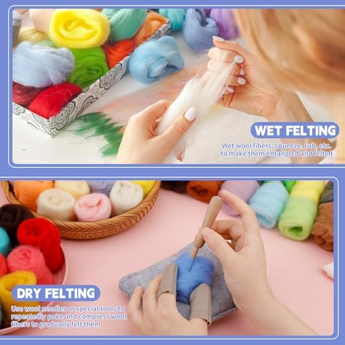 IMZAY 50 Colors Needle Felting Wool 5.4 Oz Wool Roving Yarn for Beginners - Image 6